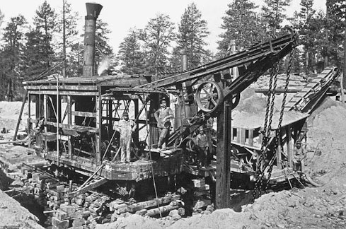 steam shovel and sluicing in Holcomb Mining District
