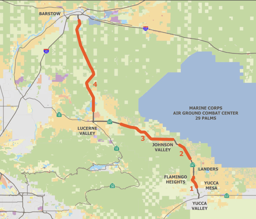 Map of scenic highway routes