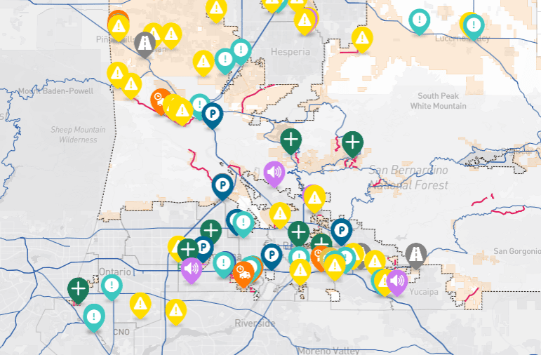 Map of locations of truck issues.